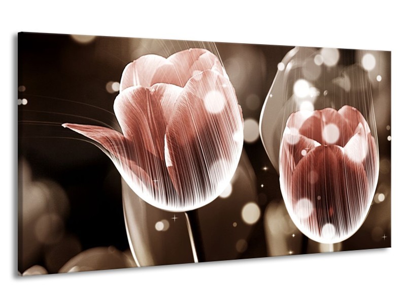 Canvas schilderij Tulp | Bruin, Grijs | 190x100cm 1Luik
