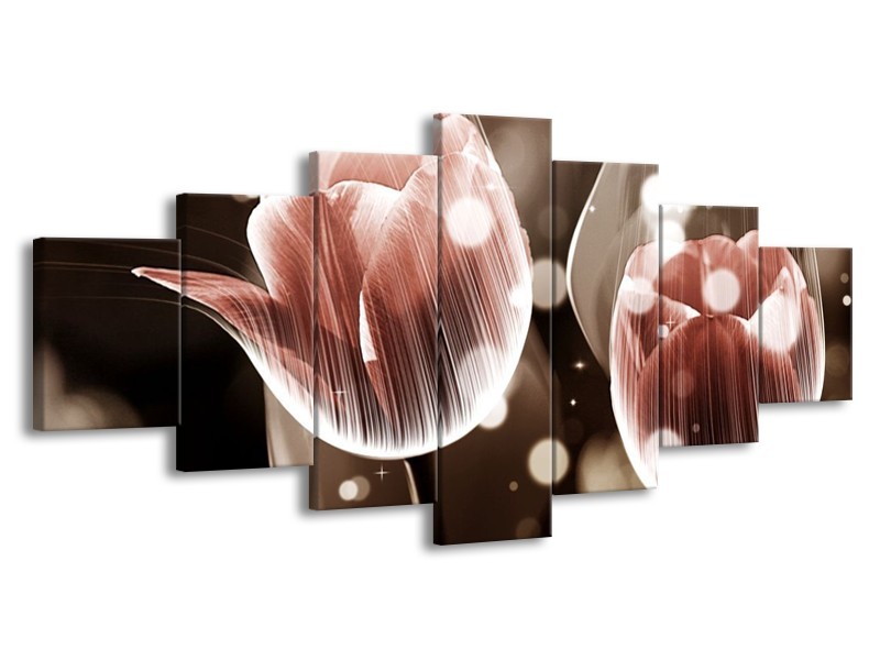 Canvas schilderij Tulp | Bruin, Grijs | 210x100cm 7Luik