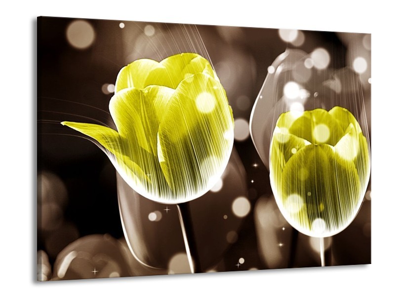 Canvas schilderij Tulp | Geel, Grijs | 100x70cm 1Luik