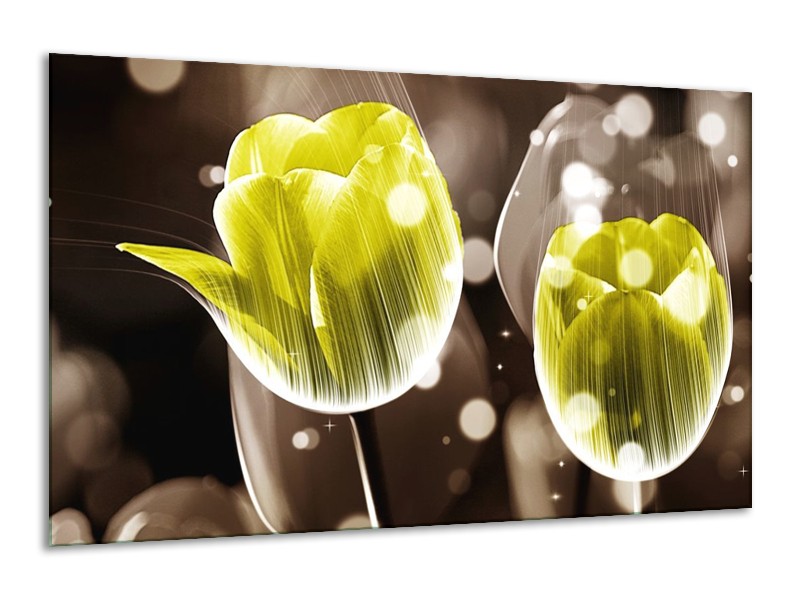 Canvas schilderij Tulp | Geel, Grijs | 120x70cm 1Luik
