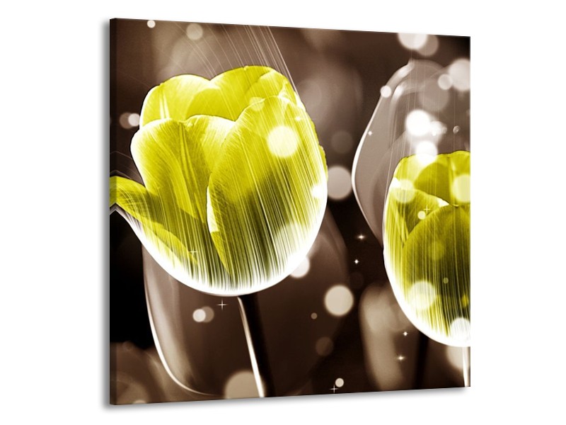 Canvas schilderij Tulp | Geel, Grijs | 50x50cm 1Luik