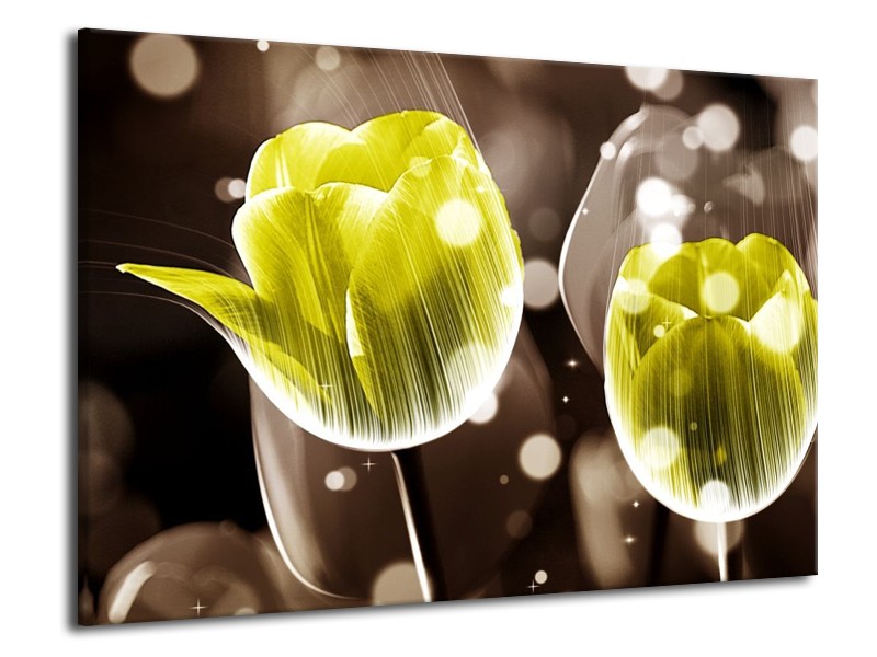 Canvas schilderij Tulp | Geel, Grijs | 70x50cm 1Luik