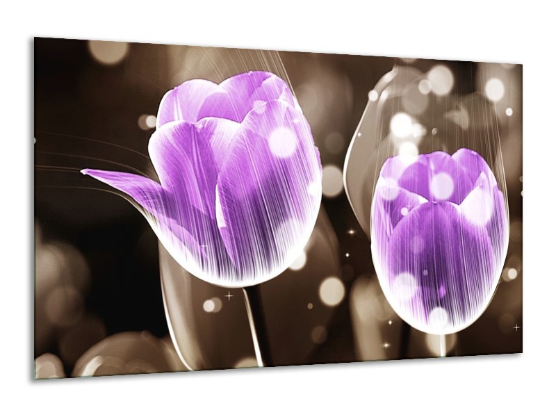 Canvas schilderij Tulp | Paars, Grijs | 120x70cm 1Luik