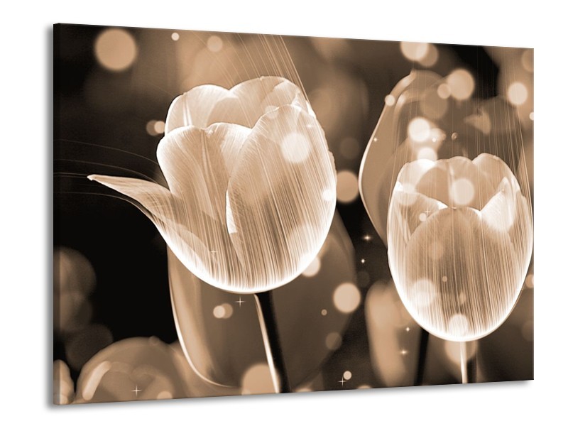 Canvas schilderij Tulp | Grijs | 100x70cm 1Luik