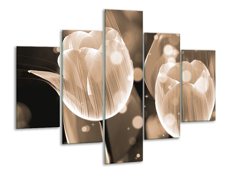 Glas schilderij Tulp | Grijs | 100x70cm 5Luik