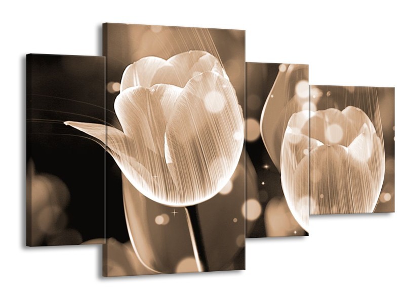 Glas schilderij Tulp | Grijs | 120x75cm 4Luik