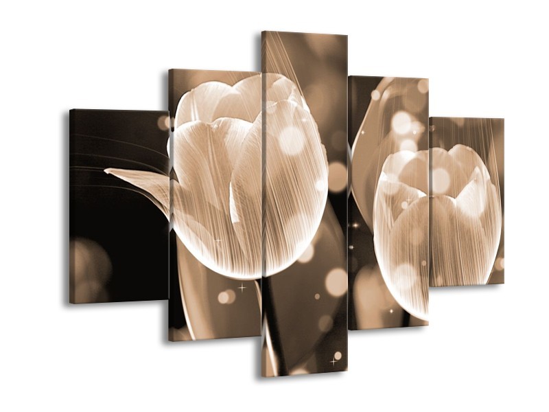 Glas schilderij Tulp | Grijs | 150x105cm 5Luik