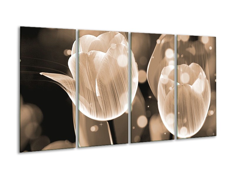 Canvas schilderij Tulp | Grijs | 160x80cm 4Luik