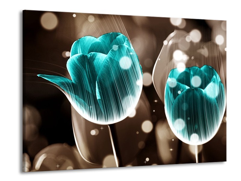 Canvas schilderij Tulp | Blauw, Grijs | 100x70cm 1Luik