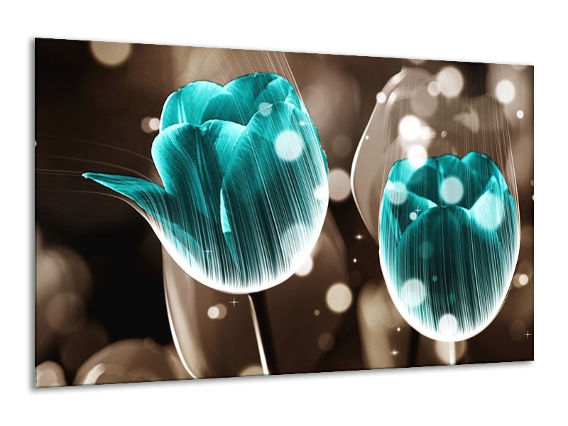 Canvas schilderij Tulp | Blauw, Grijs | 120x70cm 1Luik