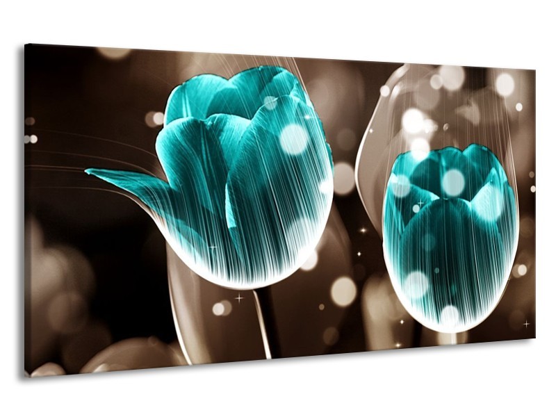 Canvas schilderij Tulp | Blauw, Grijs | 190x100cm 1Luik