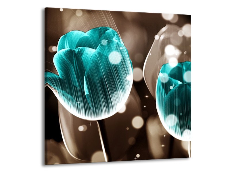 Canvas schilderij Tulp | Blauw, Grijs | 50x50cm 1Luik