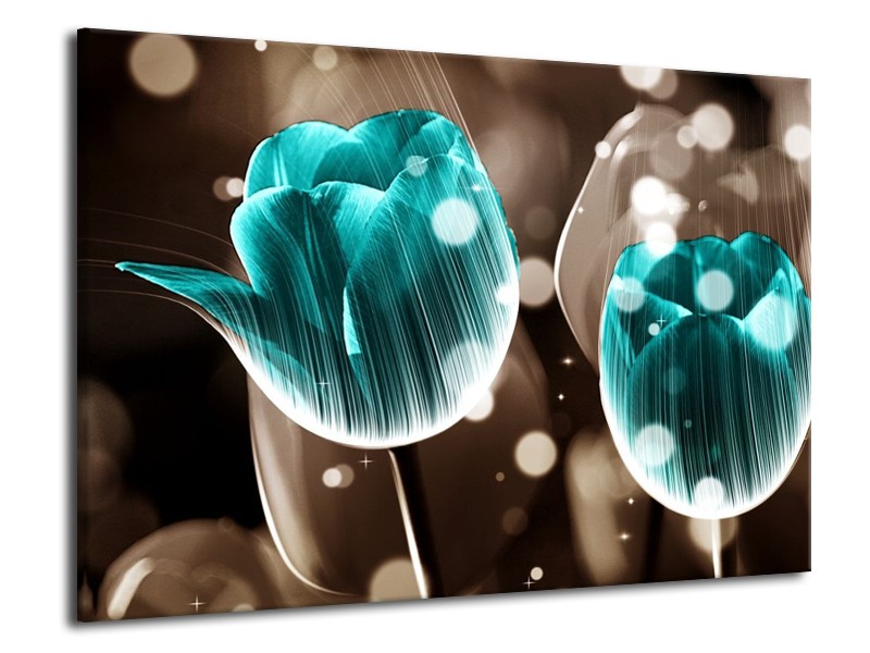 Canvas schilderij Tulp | Blauw, Grijs | 70x50cm 1Luik