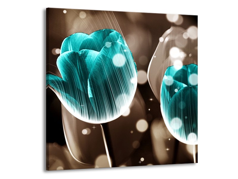 Canvas schilderij Tulp | Blauw, Grijs | 70x70cm 1Luik