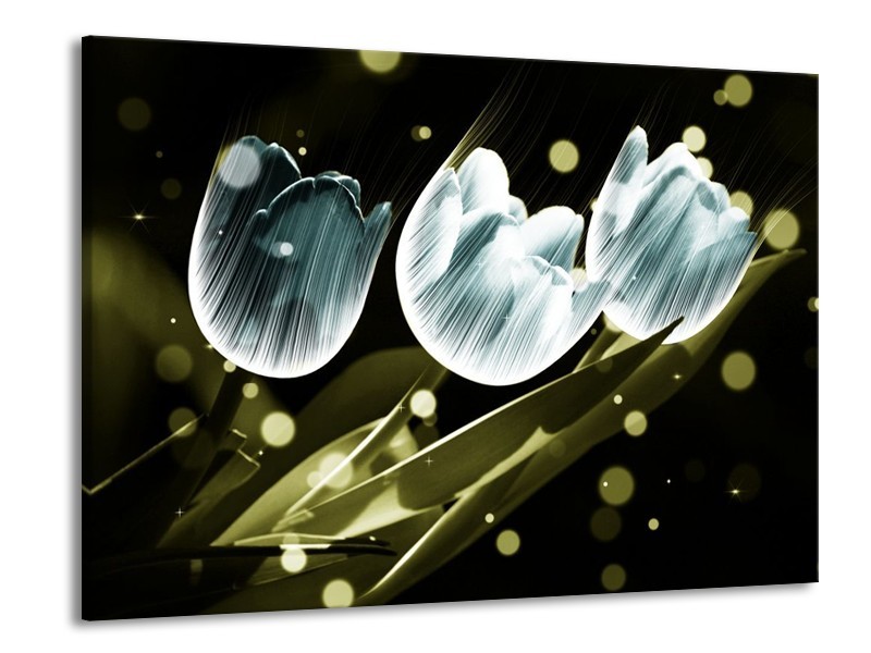 Canvas schilderij Tulp | Blauw, Groen | 100x70cm 1Luik