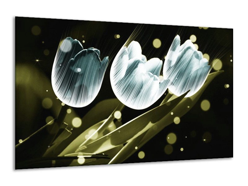 Canvas schilderij Tulp | Blauw, Groen | 120x70cm 1Luik