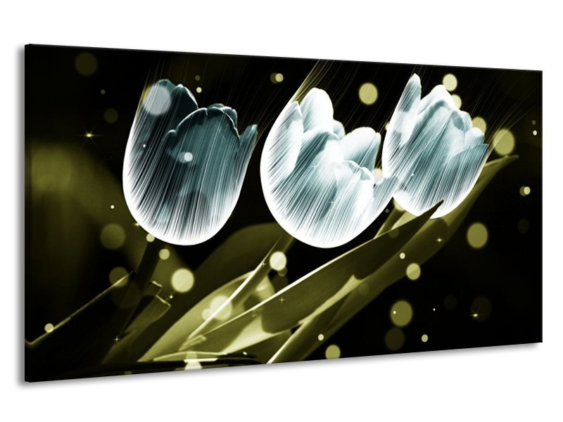 Canvas schilderij Tulp | Blauw, Groen | 190x100cm 1Luik