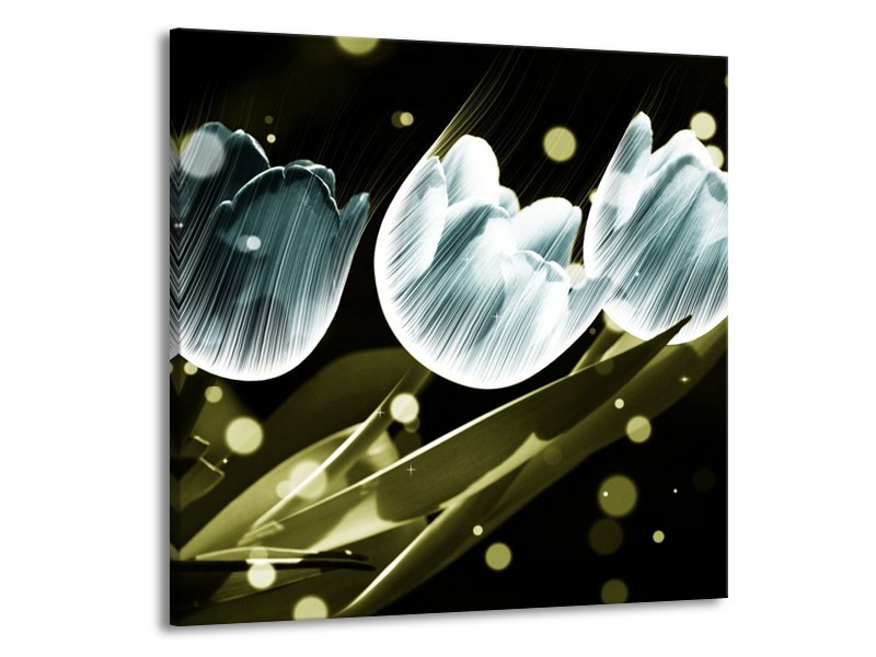 Canvas schilderij Tulp | Blauw, Groen | 50x50cm 1Luik