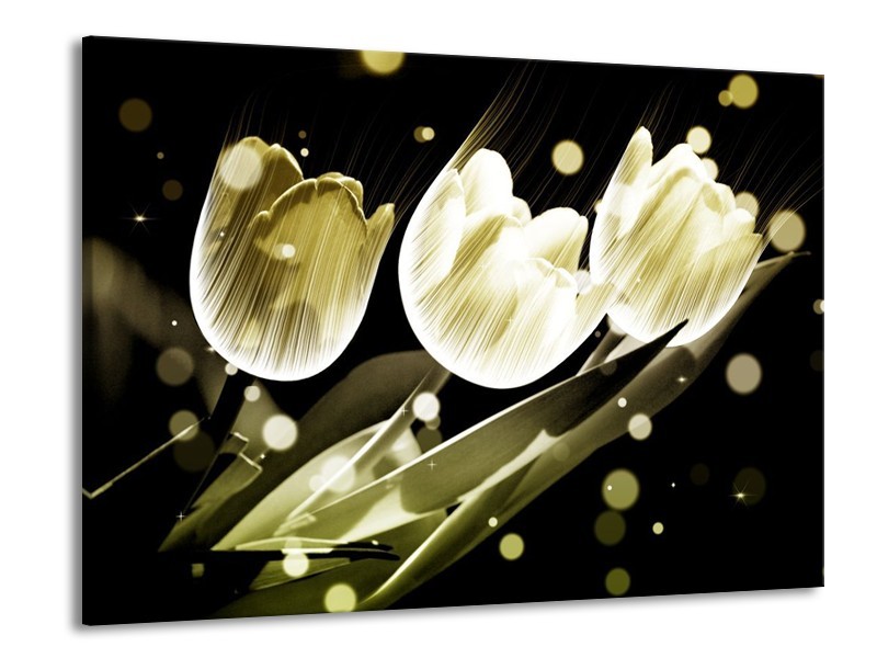Canvas schilderij Tulp | Wit, Grijs | 100x70cm 1Luik