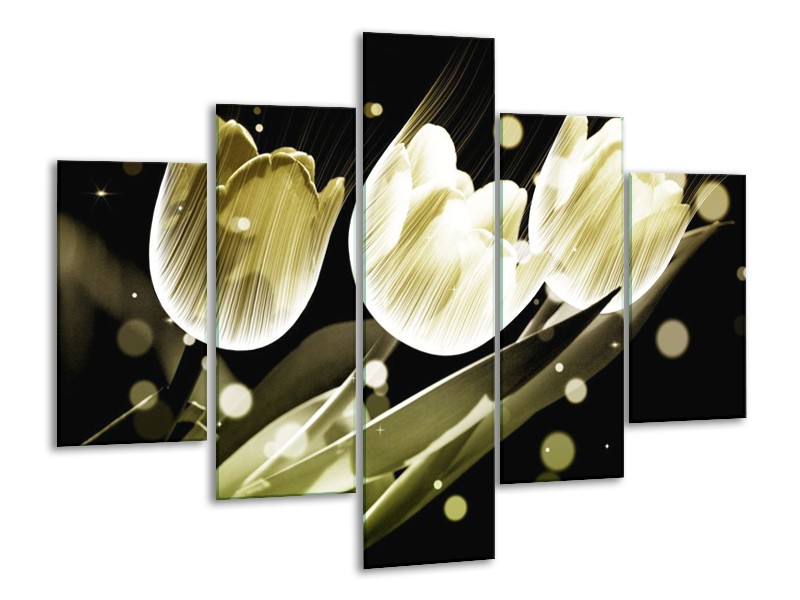 Canvas schilderij Tulp | Wit, Grijs | 100x70cm 5Luik