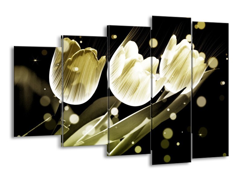 Canvas schilderij Tulp | Wit, Grijs | 150x100cm 5Luik