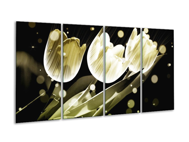 Canvas schilderij Tulp | Wit, Grijs | 160x80cm 4Luik