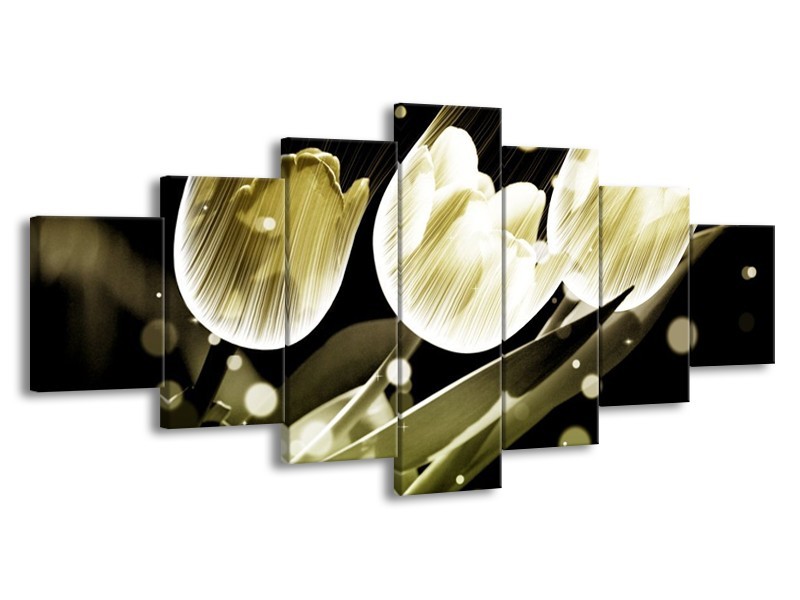 Canvas schilderij Tulp | Wit, Grijs | 210x100cm 7Luik