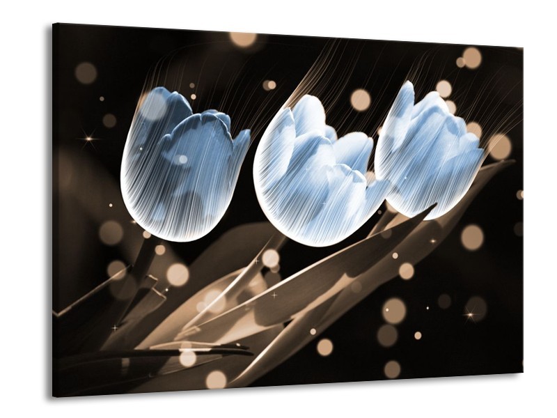 Canvas schilderij Tulp | Blauw, Grijs | 100x70cm 1Luik