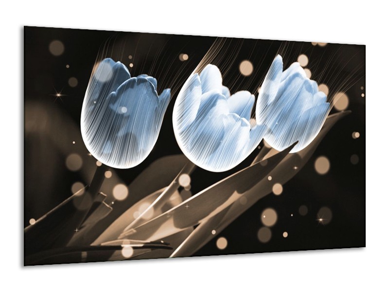 Canvas schilderij Tulp | Blauw, Grijs | 120x70cm 1Luik