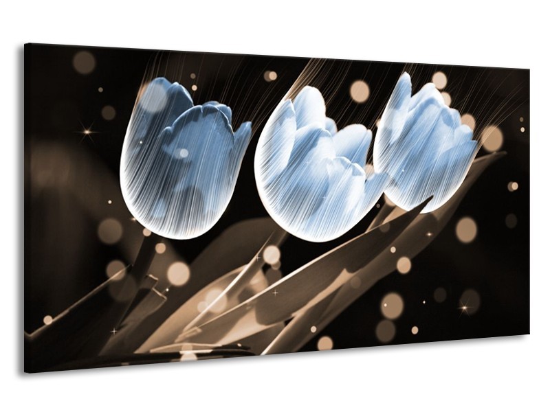 Canvas schilderij Tulp | Blauw, Grijs | 190x100cm 1Luik