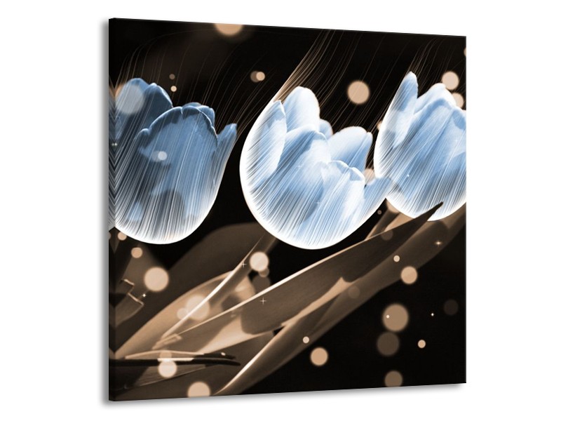 Canvas schilderij Tulp | Blauw, Grijs | 50x50cm 1Luik