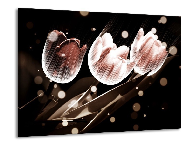 Canvas schilderij Tulp | Wit, Grijs | 100x70cm 1Luik