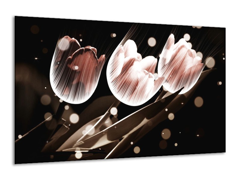 Canvas schilderij Tulp | Wit, Grijs | 120x70cm 1Luik