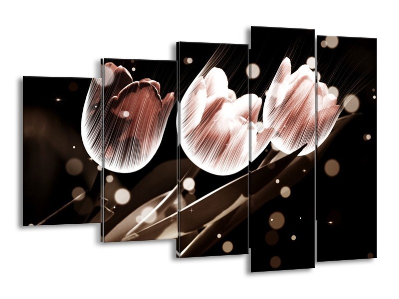 Canvas schilderij Tulp | Wit, Grijs | 150x100cm 5Luik