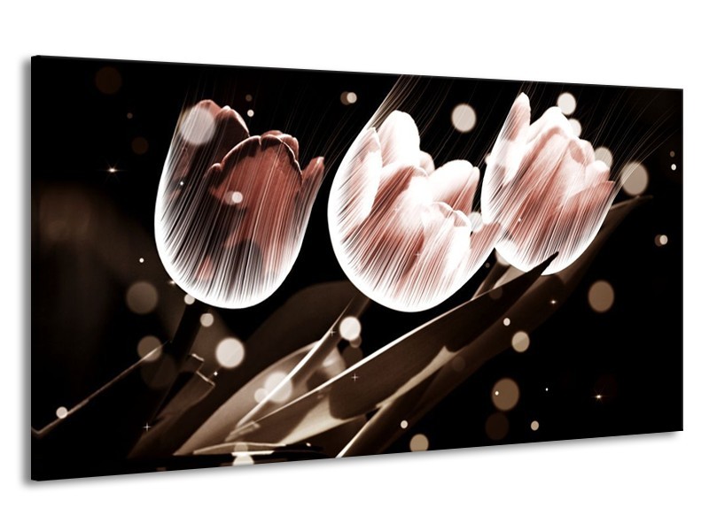 Canvas schilderij Tulp | Wit, Grijs | 190x100cm 1Luik