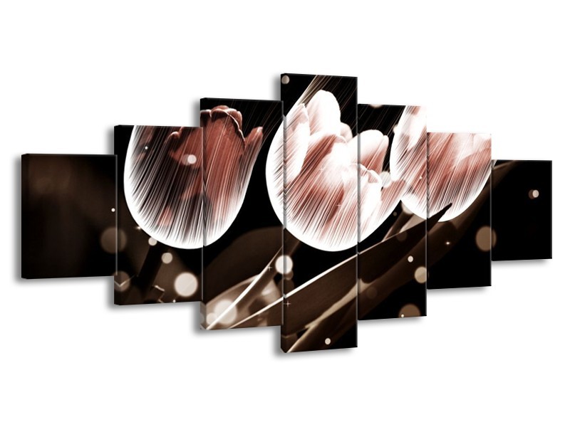 Canvas schilderij Tulp | Wit, Grijs | 210x100cm 7Luik