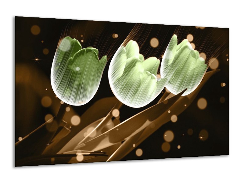 Canvas schilderij Tulp | Bruin, Groen | 120x70cm 1Luik