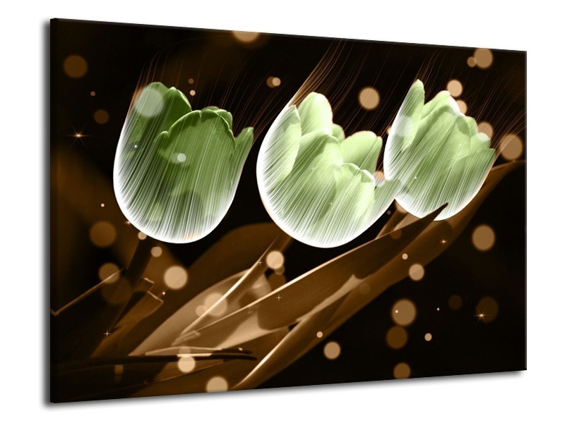 Canvas schilderij Tulp | Bruin, Groen | 70x50cm 1Luik