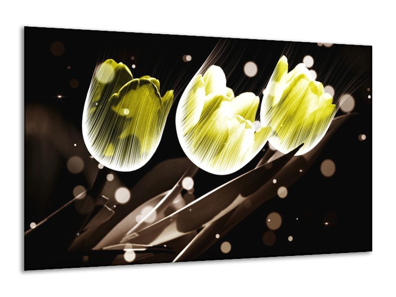 Canvas schilderij Tulp | Geel, Grijs | 120x70cm 1Luik