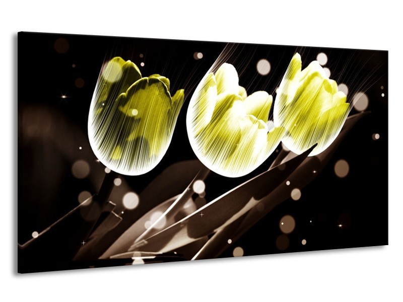 Canvas schilderij Tulp | Geel, Grijs | 190x100cm 1Luik