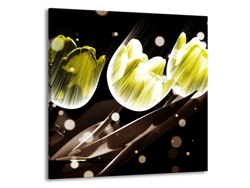 Canvas schilderij Tulp | Geel, Grijs | 50x50cm 1Luik
