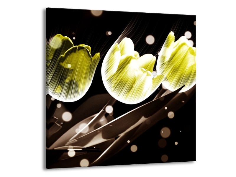 Canvas schilderij Tulp | Geel, Grijs | 70x70cm 1Luik