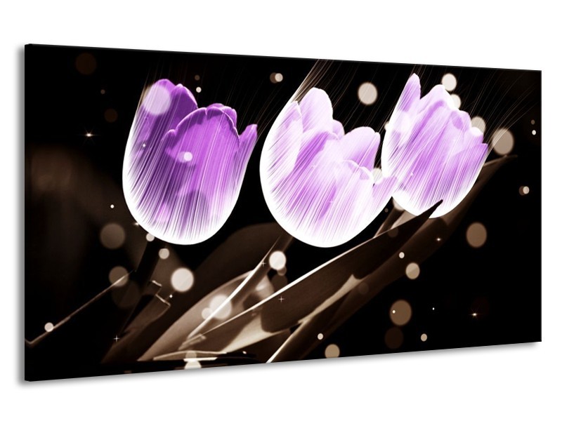 Canvas schilderij Tulp | Paars, Grijs | 190x100cm 1Luik