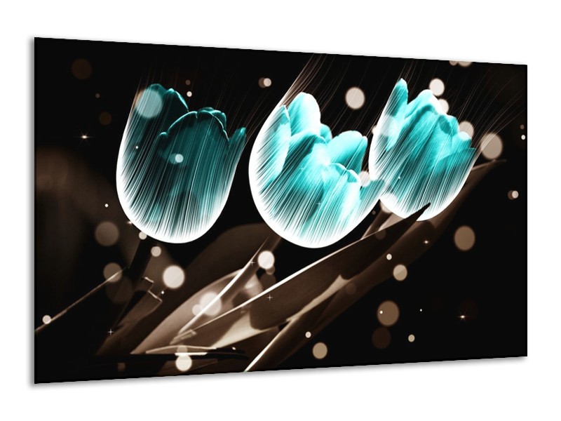 Canvas schilderij Tulp | Blauw, Zwart | 120x70cm 1Luik