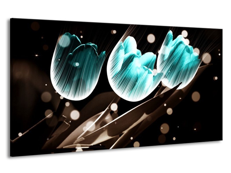 Canvas schilderij Tulp | Blauw, Zwart | 190x100cm 1Luik