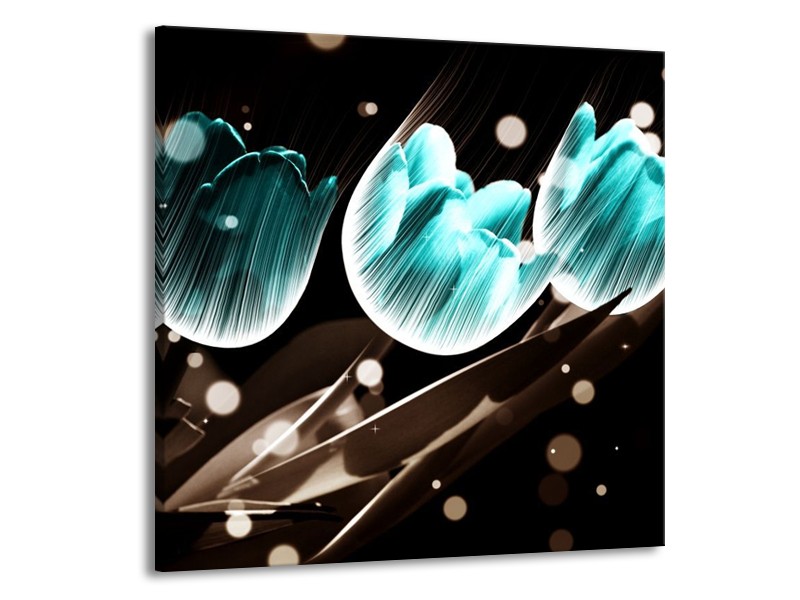 Canvas schilderij Tulp | Blauw, Zwart | 50x50cm 1Luik