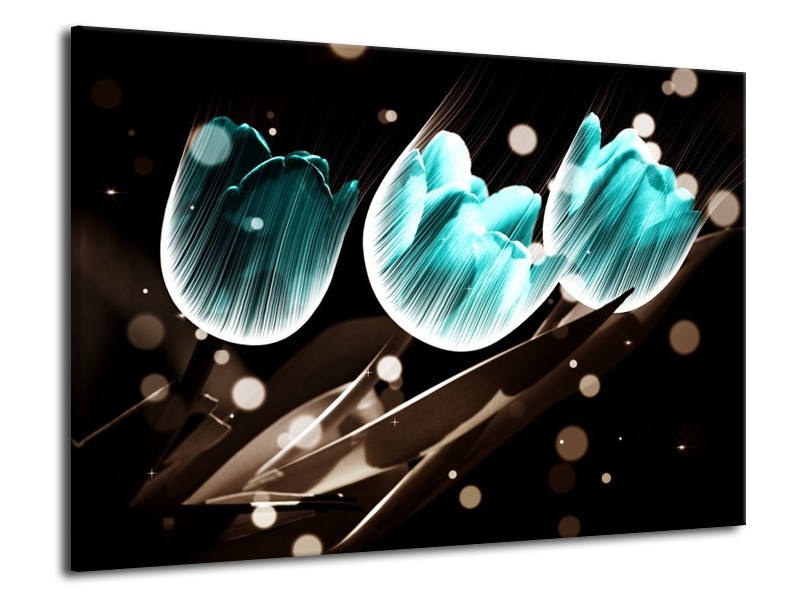 Canvas schilderij Tulp | Blauw, Zwart | 70x50cm 1Luik
