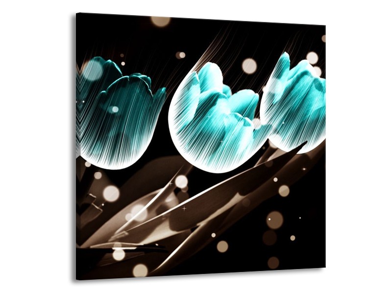 Canvas schilderij Tulp | Blauw, Zwart | 70x70cm 1Luik