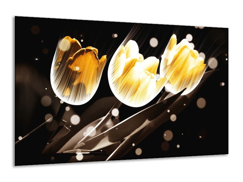 Canvas schilderij Tulp | Geel, Zwart | 120x70cm 1Luik
