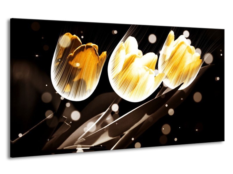 Canvas schilderij Tulp | Geel, Zwart | 190x100cm 1Luik